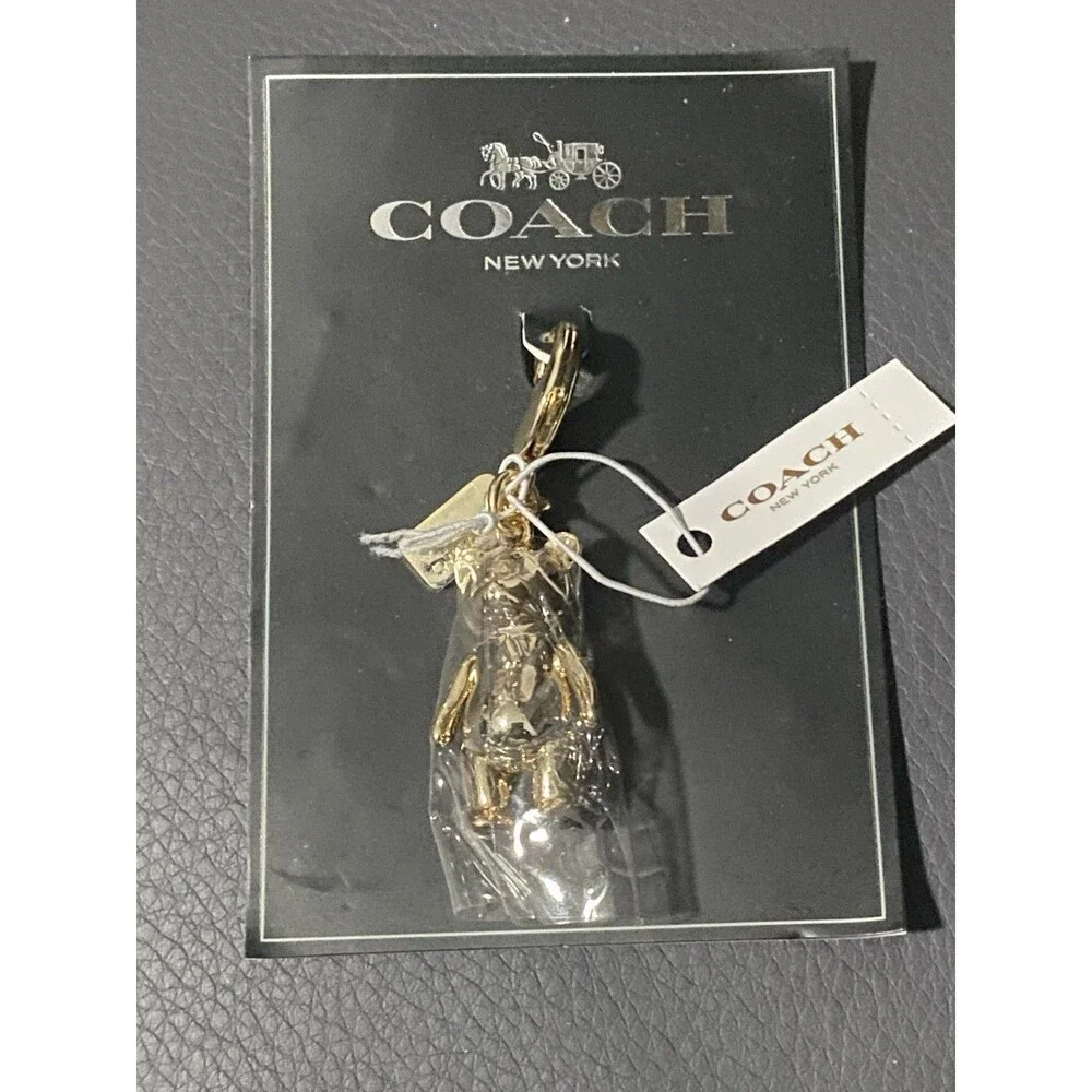 NWT Coach Collectible Mini Gold Bear Clip on Pendant Purse Charm Gold NEW YORK